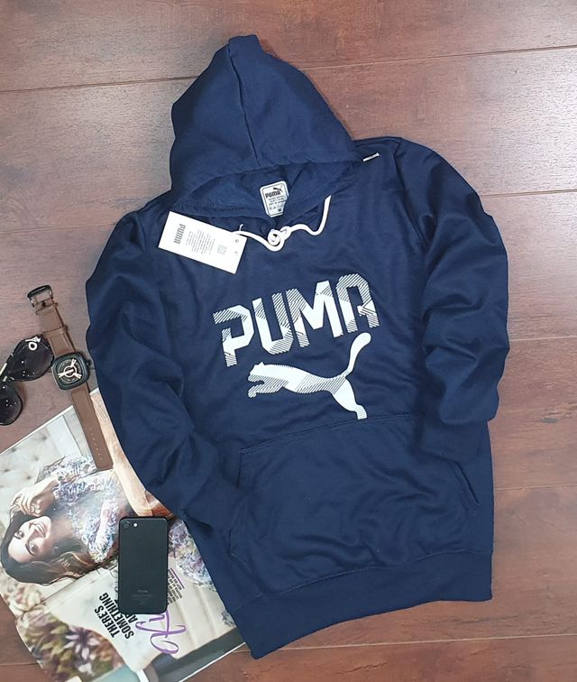 Unisex Printed Hoodie - Blue Cotton Fleece Hoodie for Men & Women